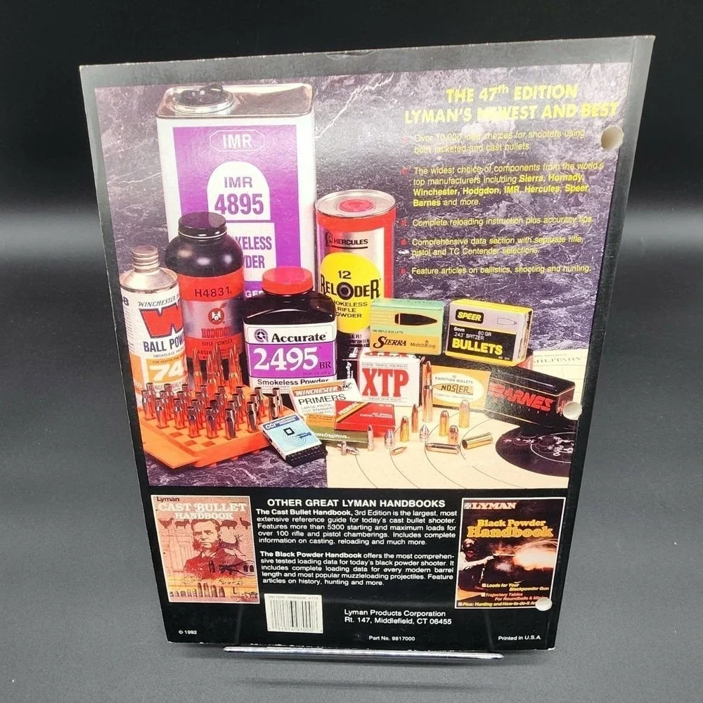 Lyman‎ 47th Reloading Handbook Softcover Manual New Old Stock 1992 1st Printing